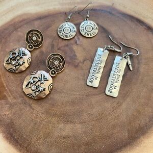 Western Inspired Gold Bullet Earrings